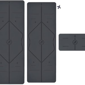 Yoga & Travel Mat & Yoga Pad Bundle Pack – Patented Alignment System, Eco-Friendly, Non-Slip , Made with Natural Rubber, Thick, Sweat Resistant, Comfortable - Grey/Grey/Grey