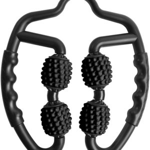 4 Wheels Foam Roller Muscle Mass for Leg Neck Hand Arm,Trigger Point Muscle Relax Mass Indoor Sports Yoga Bodybuilding Equipment (Black)