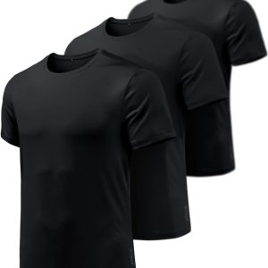 Men Workout Running Shirts, Sun Protection Quick Dry Athletic Shirts, Short Sleeve Gym T-Shirts
