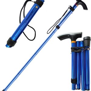 Collapsible Walking Stick, Lightweight Cane for Men & Women, Adjustable Tech Trekking Poles, Balance Canes, Folding Walking Sticks for Hiking, Gear, Gifts for niors