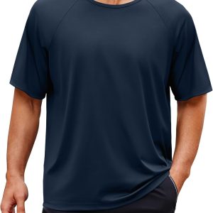Men Athletic Short Sleeve T-Shirts Lightweight Moisture Wicking Running Workout Gym Tops