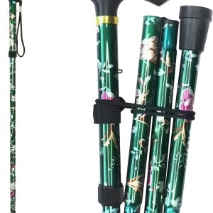 Folding Cane, 5-Level Adjustable Height Lightweight Portable Foldable Walking Canes with Wrist Strap and T Handle for Men Women niors