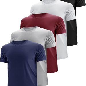 Men Dry Fit Moisture Wicking 3 & 5 Pack Tech Performance Mesh Quick Dry Active Athletic Crew T Shirts