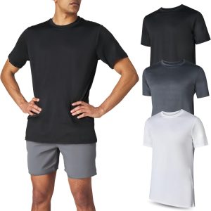 Men Workout Short Sleeve Athletic Gym T-Shirts 3 Pack Men Dry Fit Running Shirt Moisture Wicking Active Crew Tees for Men