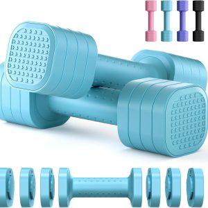 Adjustable Dumbbell Set of 2, 4 in 1 Free Weights Dumbbells Set for Women, Hand Weights for Women at Home, Each 2lb 3lb 4lb 5lb with  Soft Rubber Handle for Home Gym Exercise Training