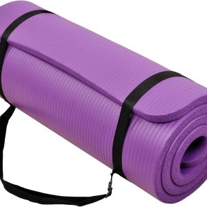 All Purpose 1-Inch Extra Thick High Density Anti-Tear Exercise Yoga Mat with Carrying Strap, Optional Yoga Blocks and Knee Pad