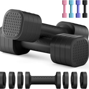 Adjustable Dumbbell Set of 2, 4 in 1 Free Weights Dumbbells Set for Women, Hand Weights for Women at Home, Each 2lb 3lb 4lb 5lb with TPU Soft Rubber Handle for Home Gym Exercise Training