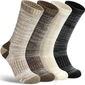 4 Pairs  Wool Socks for Women Men, Warm Winter Thick Cushion Hiking Boot Socks for Women Gifts