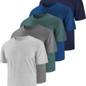 5 Pack T Shirts for Man UPF 50+ Short Sleeve Dry Fit Workout T-Shirts Gym Running Activewear Tee Summer Tops