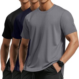 3 Pcs Men Big and Tall Quick Drying Shirts Plus Size Workout Mesh Shirt Short Sleeve Crew Neck Top Sport Fishing Tee