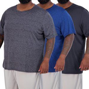 3 Pack: Men Big & Tall Tech Stretch Long-Sleeve & Short-Sleeve Dry-Fit T-Shirt