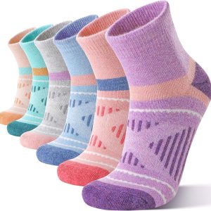 6 Pairs Wool Ankle Hiking Running Socks Compression Support Thick Cushion No Show Socks for Men Women