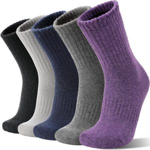 5 Pack Wool Boot Hiking Socks for Women Warm Winter Thick Thermal Cozy Work Soft Ladies Socks