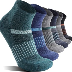6 Pairs Wool Ankle Running Hiking Socks Compression Support Breathable Thick Cushion No Show Socks for Women Men